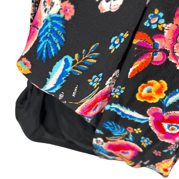 Lily Rose Floral Cold Shoulder Mini Dress Black Multicolor Size XL - Picture 8 of 10